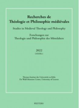 Recherches De Theologie Et Philosophie Medievales